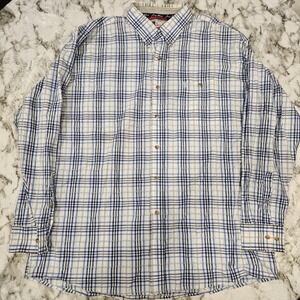 Wrangler George Strait Shirt Men 2XL Blue Checkered Long  Sleeve‎ Cowboy Cut
